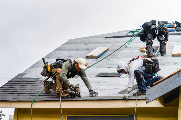 Professional Gutter Installation technician working in Marietta, NY